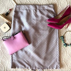 J.Crew light grey lilac & blue polka dots skirt